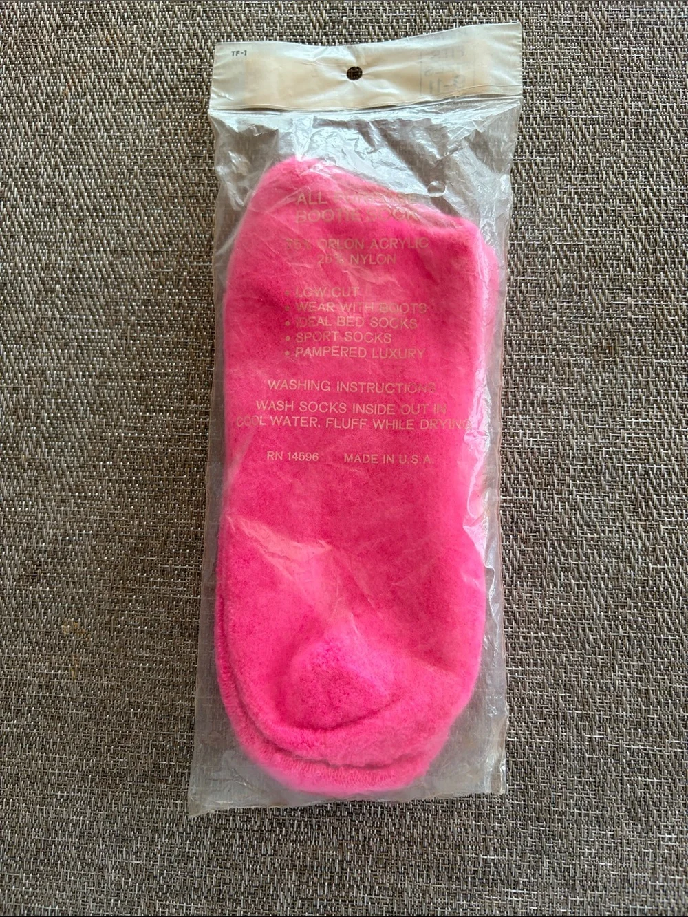 Hot Pink 1960's Vintage Tender Foot Slipper Socks New Old Stock Size 9-11 Sealed